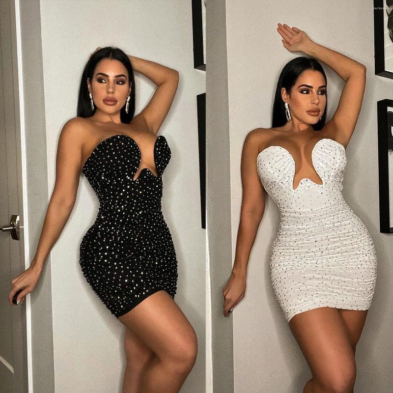 

Party Dresses Sexy Off Shoulder Sweetheart Collar Sparkles Diamonds Bodycon Short Night Club Summer Fashion Skinny Cocktail Vestidos, Black