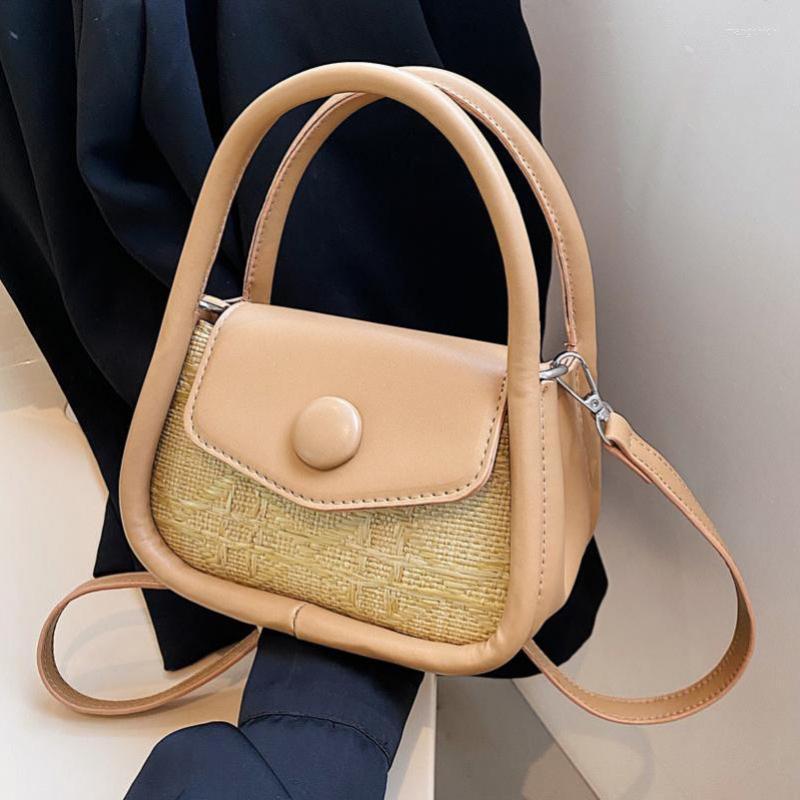 

Evening Bags Summer Straw Shoulder For Women Small Flap Design Crossbody Women's Bag 2023 Trend Fashion Solid Ladies Handbags, Khaki