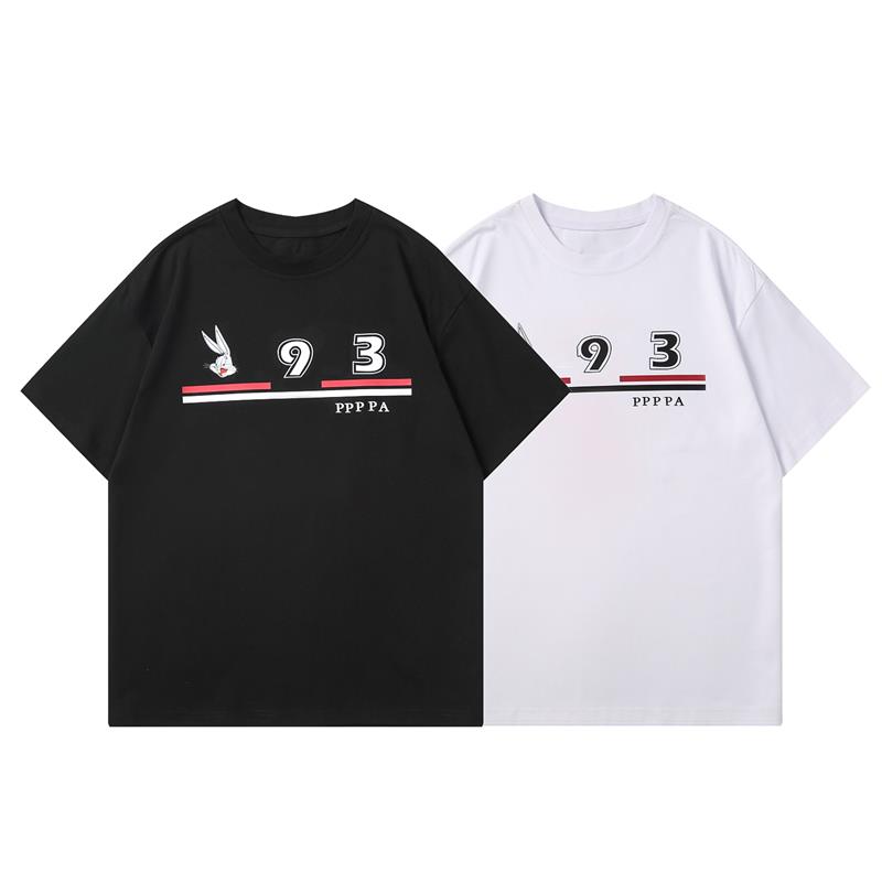 

2023 new high-quality tide brand spring and summer alphabet printed logo pure cotton solid color men's and women's short sleeve handsome t-shirt, White