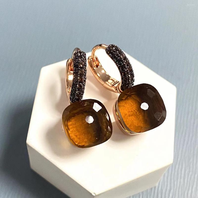 

Dangle Earrings Classic Nudo Inlay Brown Zircon With Black Gun Plated Crystal Amethyst Fashion Jewelry Gift For Women