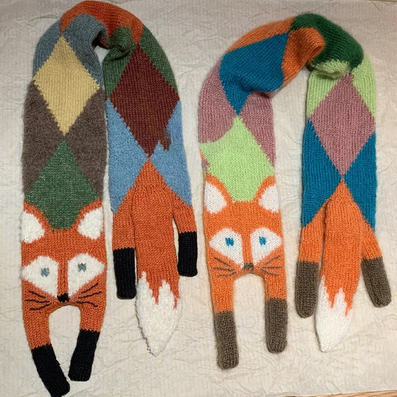 

Scarves Wraps Cute Animal Knitted Winter Girl's Scarf Fashion Warm Parent Child Student's Shawl 230311, Child 2