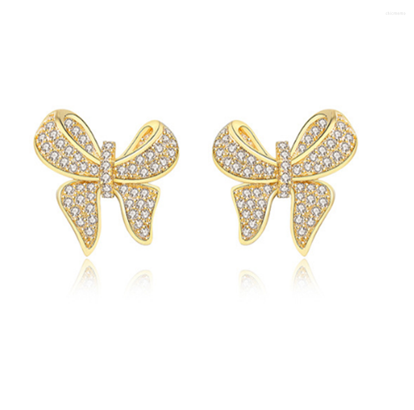 

Stud Earrings Full Zircon Bow Trendy Style High-end Light Luxury Exquisite Niche Design Fashion