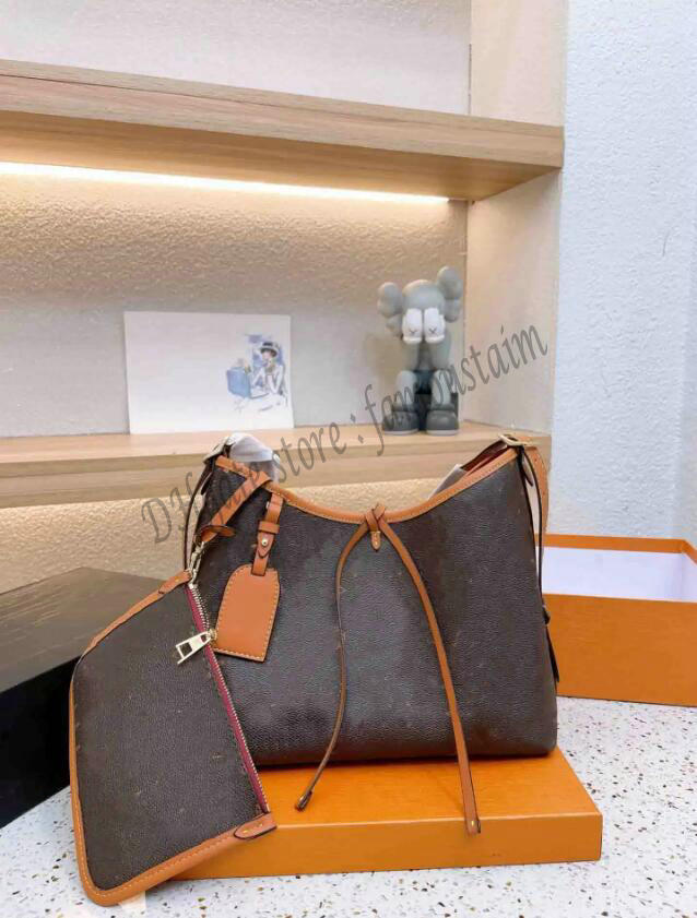 

Vintage 2pcs Set Tote Shoulder Bag Designer CARRYALL Shopping Bags Women Carrier Evening Bag Handbags Purses Lady Casual Totes Coin Purse Crossbody Backpack, 02