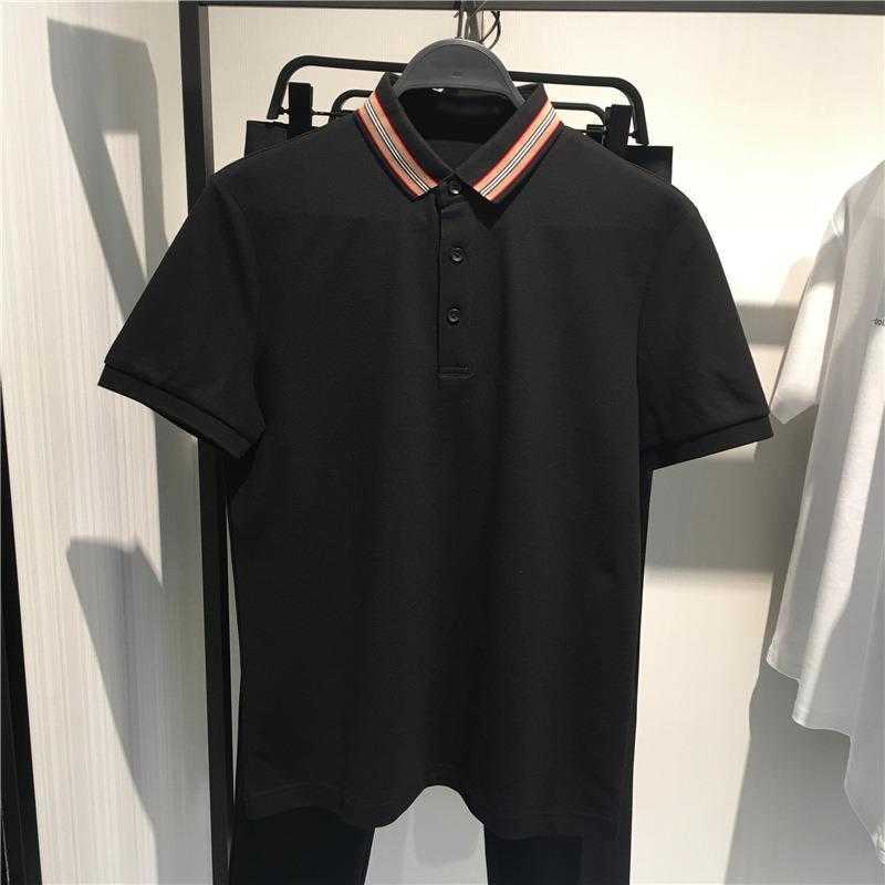 

Casual polo shirt men short-sleeved Tshirt burb designer tshirt cotton sweatshirt Tb embroidery pullover tee, Black