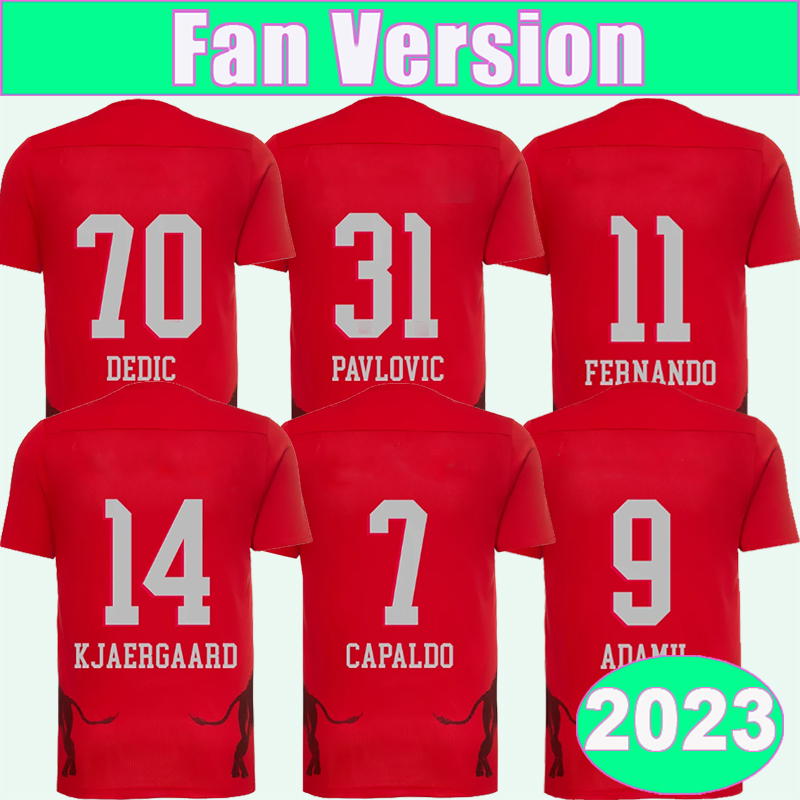 

2023 Salzburg FERNANDO Mens Soccer Jerseys PAVLOVIC OKAFOR DEDIC SOLET ADAMU 4Th Red Football Shirts, Qm130149 2023 4th no patch
