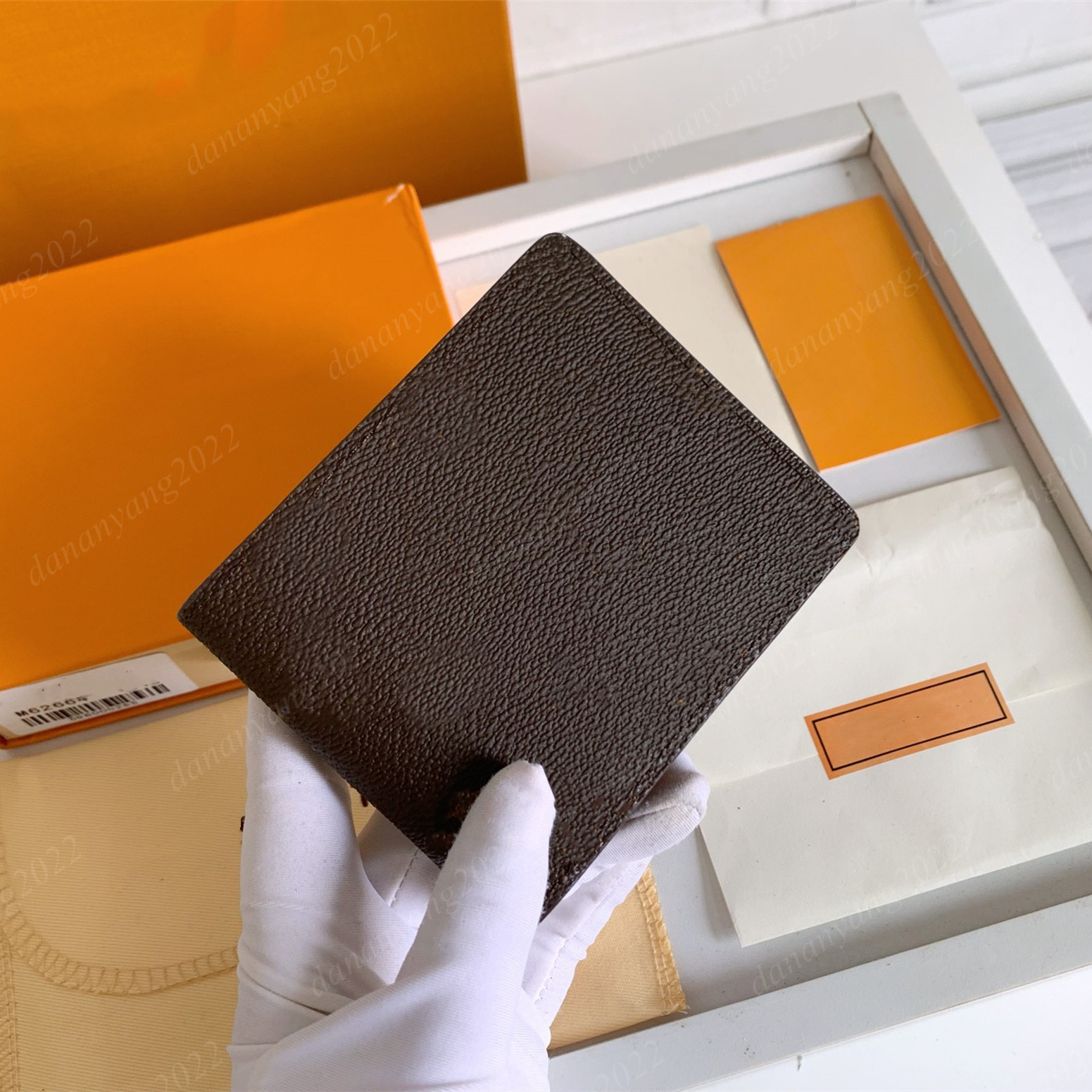 

Designers Paris plaid style High-end Mens Wallet Credit Card Holder Purse Men Wallets Luxury L billfold Handbags Purses, L-brown flower