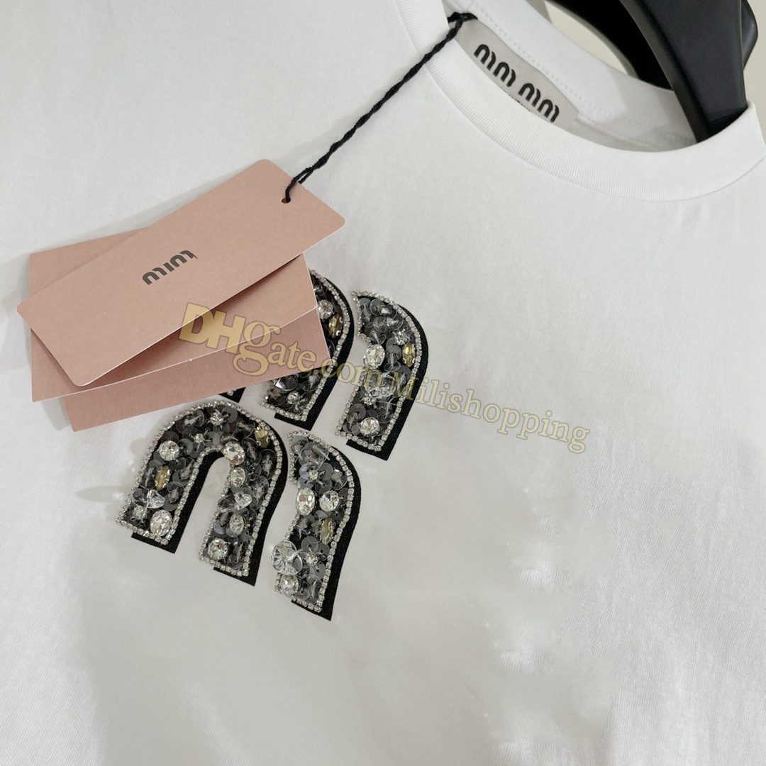 

Womens Crop Top brand designer T shirt Embroidered Cotton Tops 2023SS, 1#