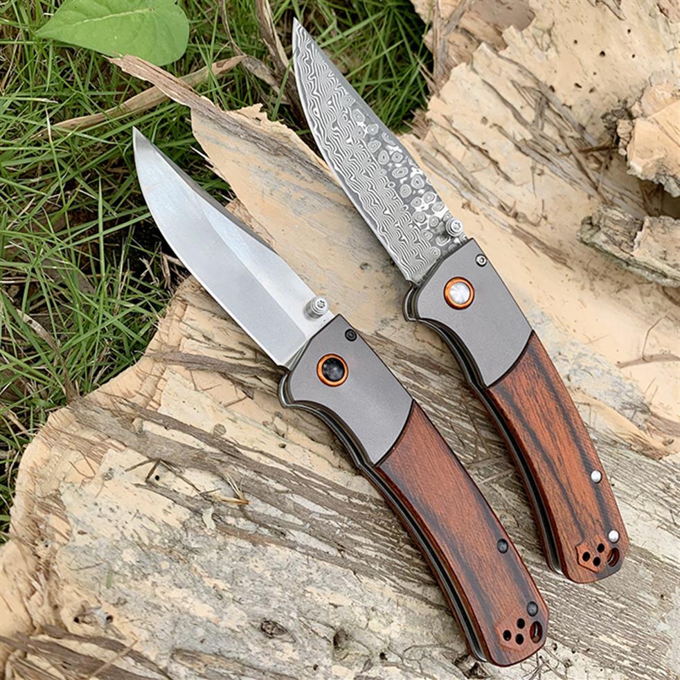 

High-quality 15080-2 Crooked River Folding Knife 9CR18MoV Blade wood Handles BM15080 Tactical Combat Hunting Knifes Tool304A