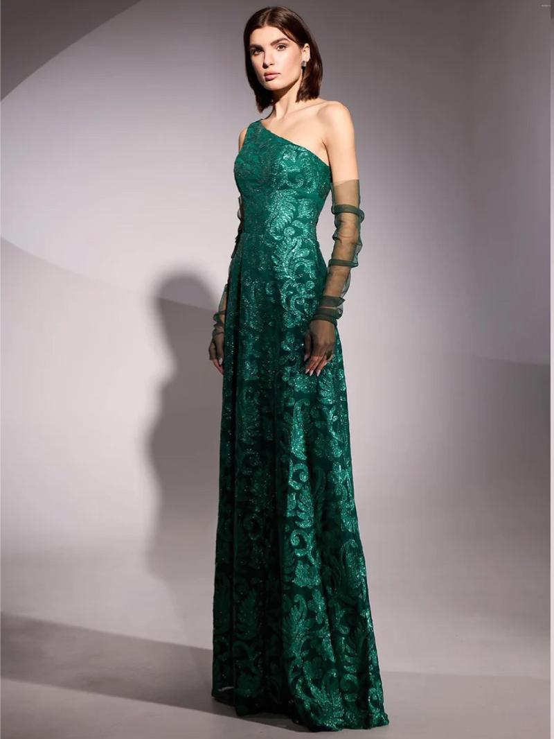 

Party Dresses Mother Of The Bride Green One Shoulder Long Dress Women Sequin Sexy Prom Ball Gown Plus Size 4XL Vestidos Robe