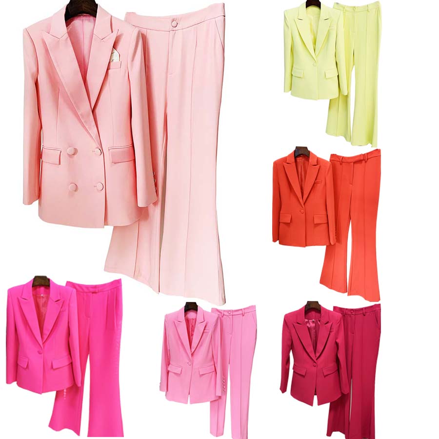 

Womens Two Pcs Pants Sets Slim Blazer Suits Set Solid Colors Fashion Office Busines Clothes Plus Sizes S to XXL