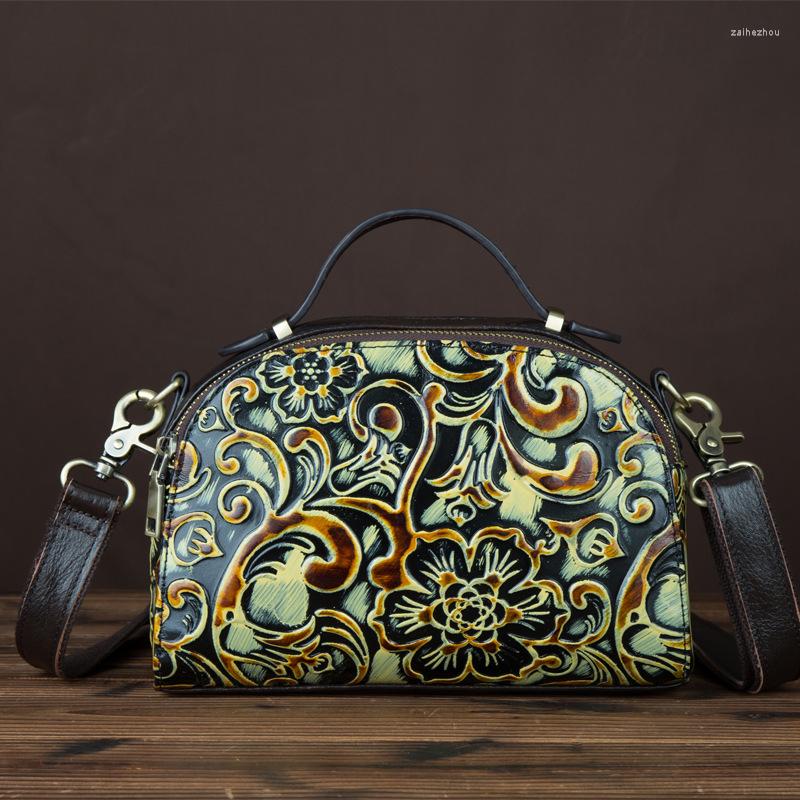 

Evening Bags Women Genuine Leather Crossbody Handbag Embossed Lady First Layer Cowhide Top Handle Bag Messenger Shoulder Girl Tote, Green