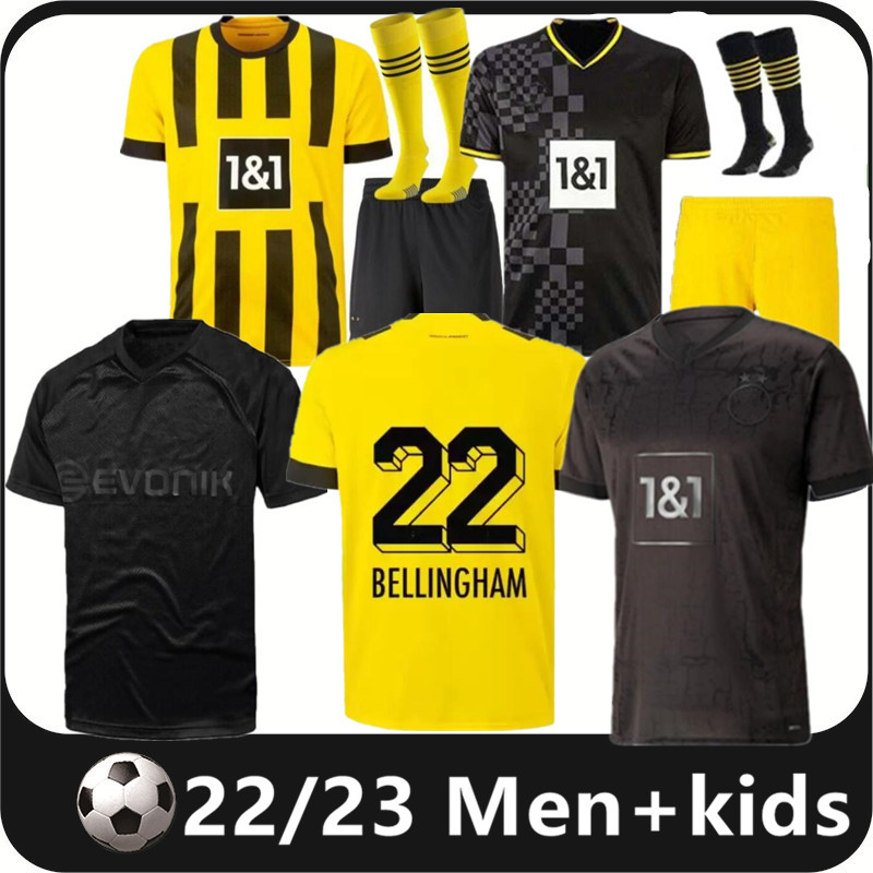 

22 23 110Th soccer jerseys Borussia HAALAND KAMARA 2022 2023 black football shirt REUS BELLINGHAM HUMMELS REYNA BRANDT Dortmund men kids kit maillot de foot, 22/23 away