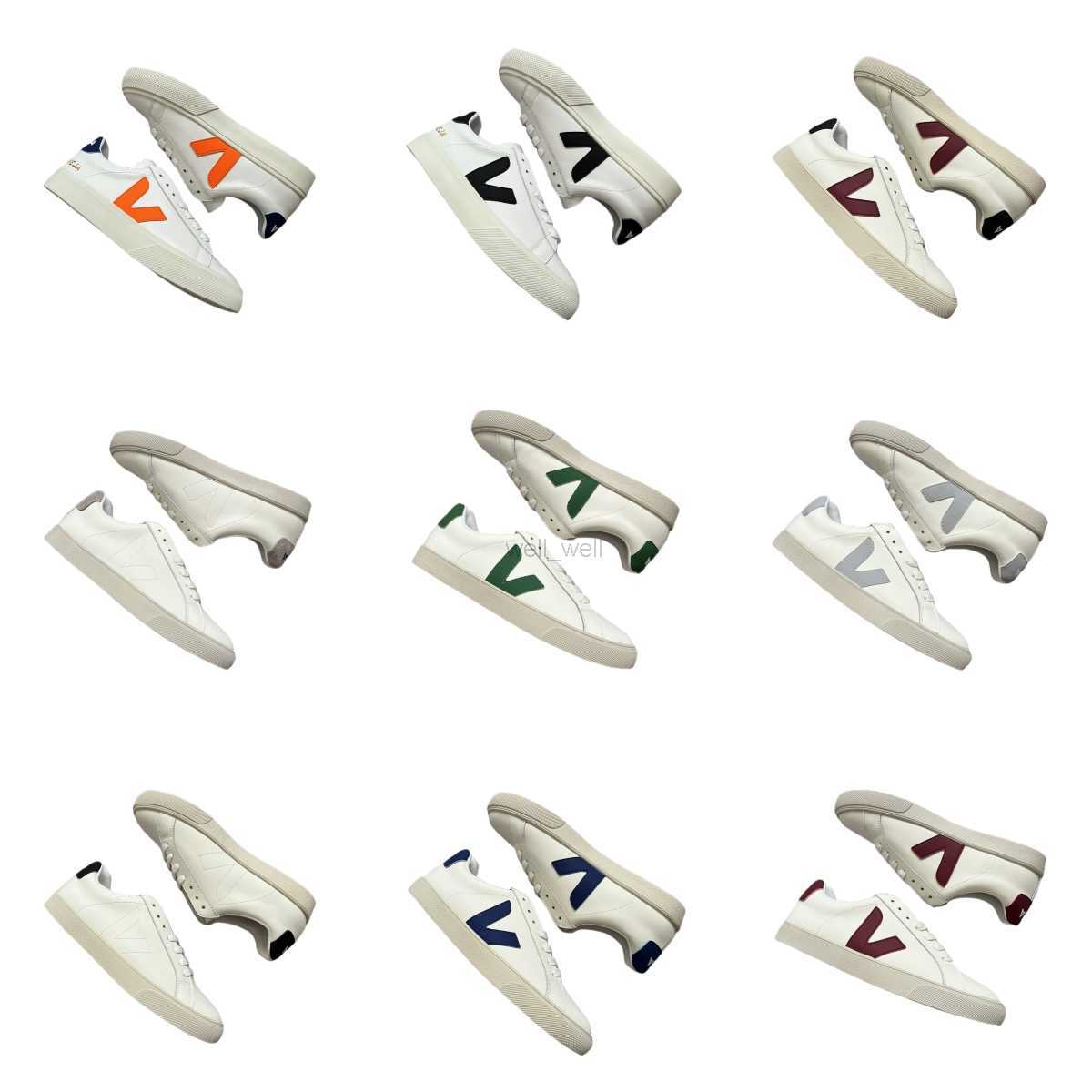 

Dress Shoes Luxury Designer Women Veja Shoe Men Va Word Leather White Sneakers Stitching Brown Lace Up Sneaker Leathers Lining Rubber Sole, 11