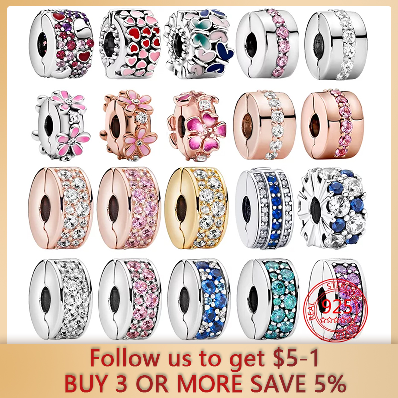 

925 silver Fit Pandora Original charms DIY Pendant women Bracelets beads Variety of Fixing Clips Beads Fine Gift
