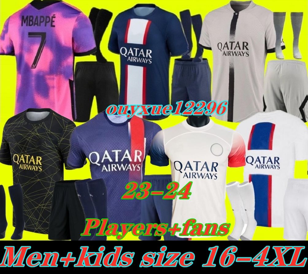 

adults and kids 23 24 PSGs MBAPPE soccer jerseys 2022 2023 2024DI MARIA WIJNALDUM SERGIO RAMOS HAKIMI fourth Maillots de football kit ICARDI VERRATTI third 4TH, 22-23 home
