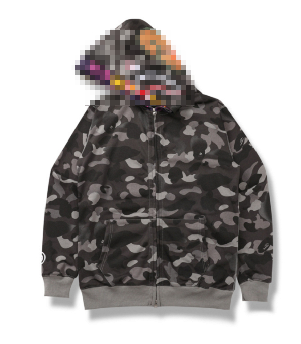 

Mens Baps Hoodies Zip Shark Hoodies Jacket Classic Camouflage Hooded Jackets Couple Long Sleeve Designer Cardigan Sweatshirts, Gray