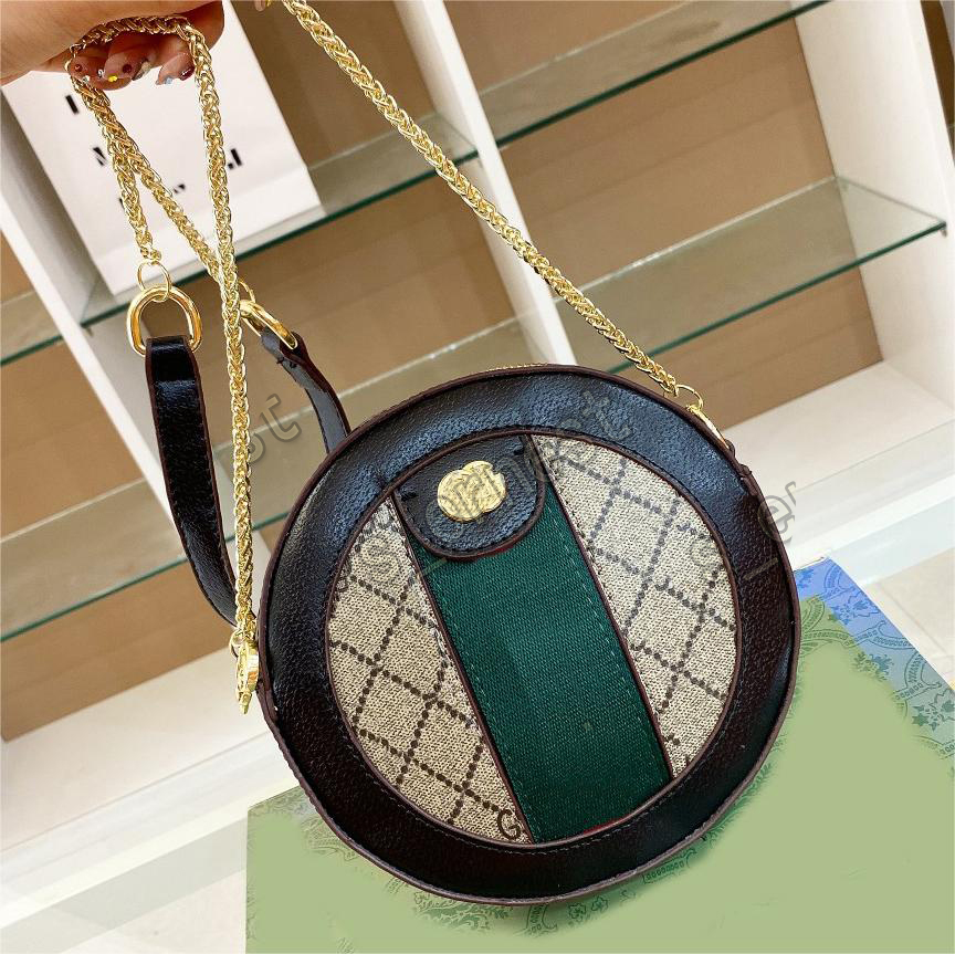 

2023 Womens luxurys designers bags Handbags purses Shoulder women Brand Fashion round circle brown mini, Red