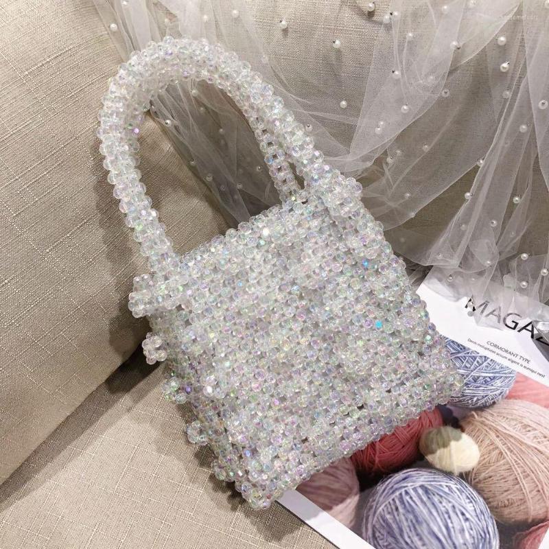 

Evening Bags 2023 Ins Style Beading Portable Handmade Solid Leisure Elegant Stylish All-match Sweet Lady Cute Exquisite Flap Simple, White