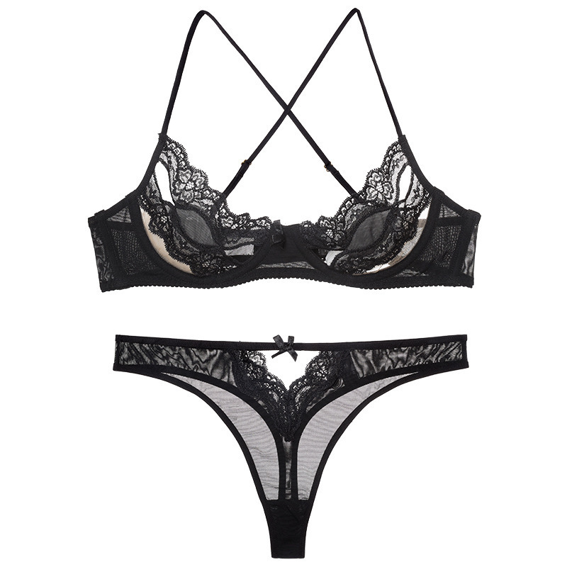

Bras Sets Sexy Lace Bra Set Unlined Underwire Lingerie Thong Hollow Out Underware 230311, White