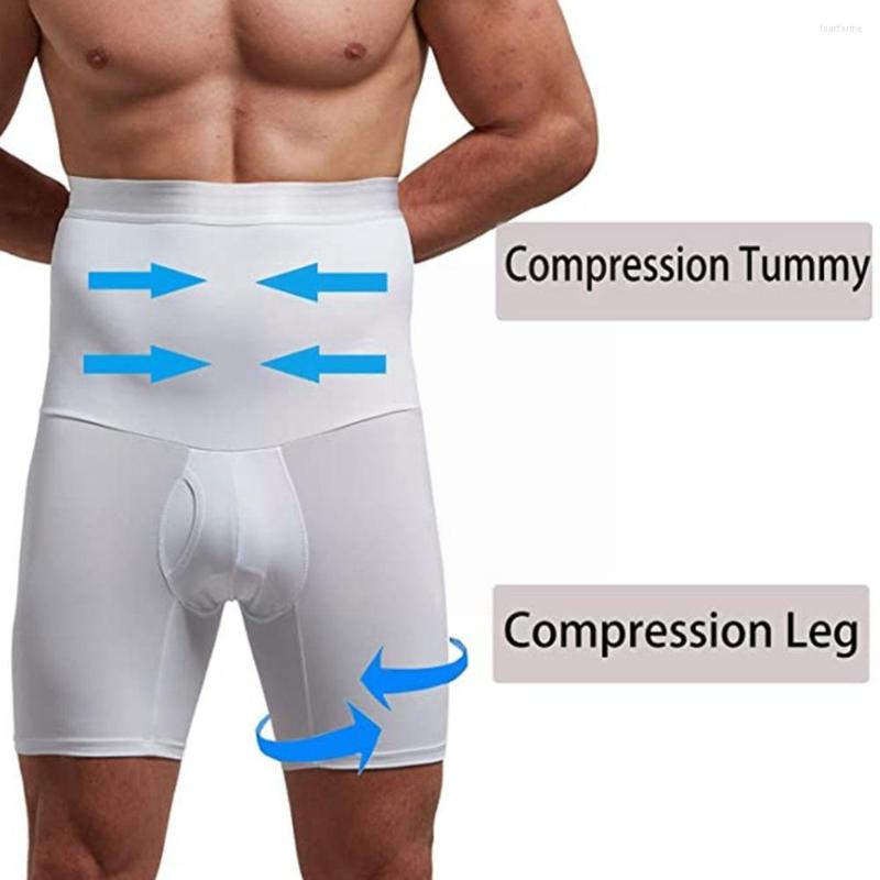 

Underpants Men Control Panties Boxer Briefs Slimming High Waist Shaper Silicone Bodysuit Slim Body Fit -6XL Contour Non-sl T6M7, Black
