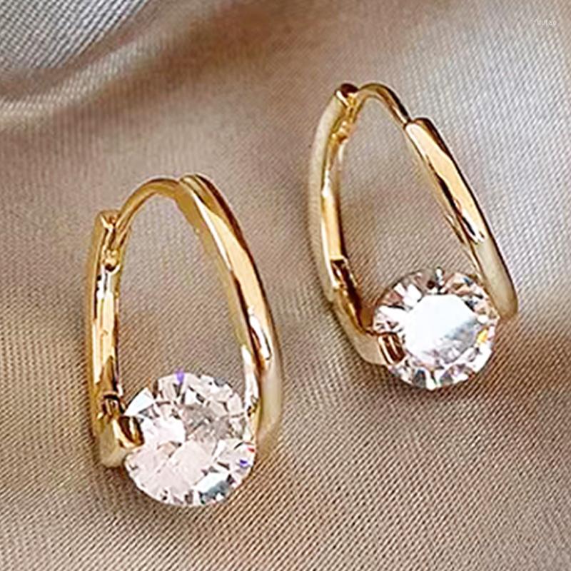 

Dangle Earrings Luxury Geometric For Women White Zircon Hoop Earring Wedding Engagement Ear Jewelry Charm Pendientes De Mujer