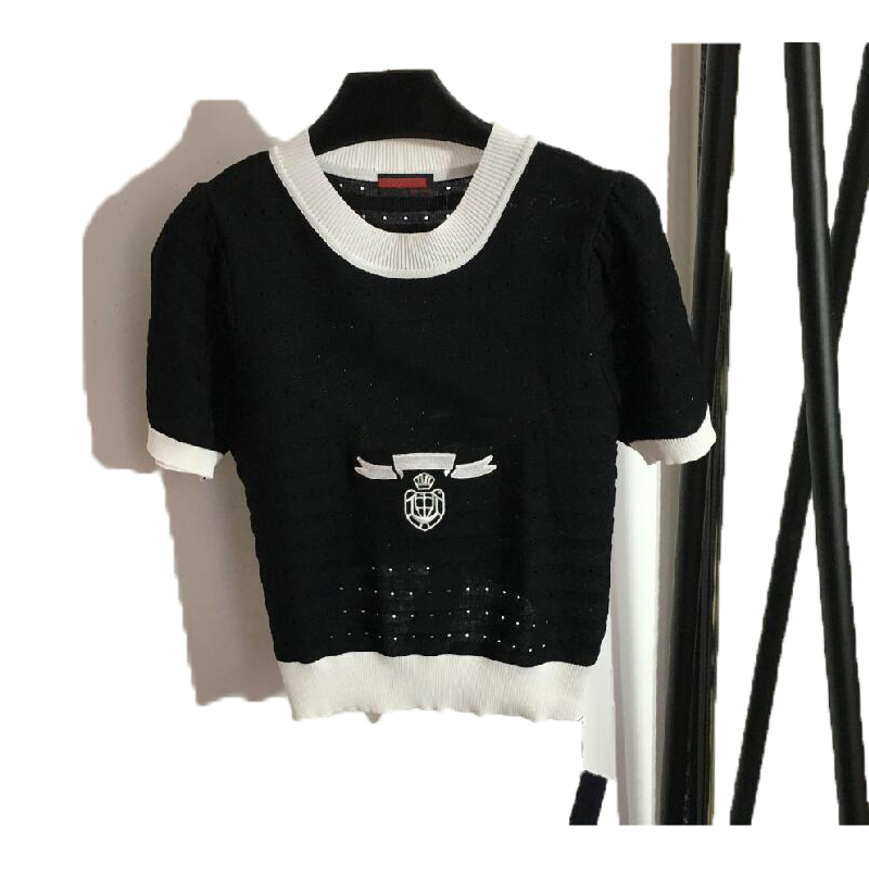 

Sunmmer Womens Fashion Designer Knits tees T-shirt Fashion Letter Printing Knitted Woolen Short Sleeve Women T Shirt Luxury Casual Dress Top Clothing, White