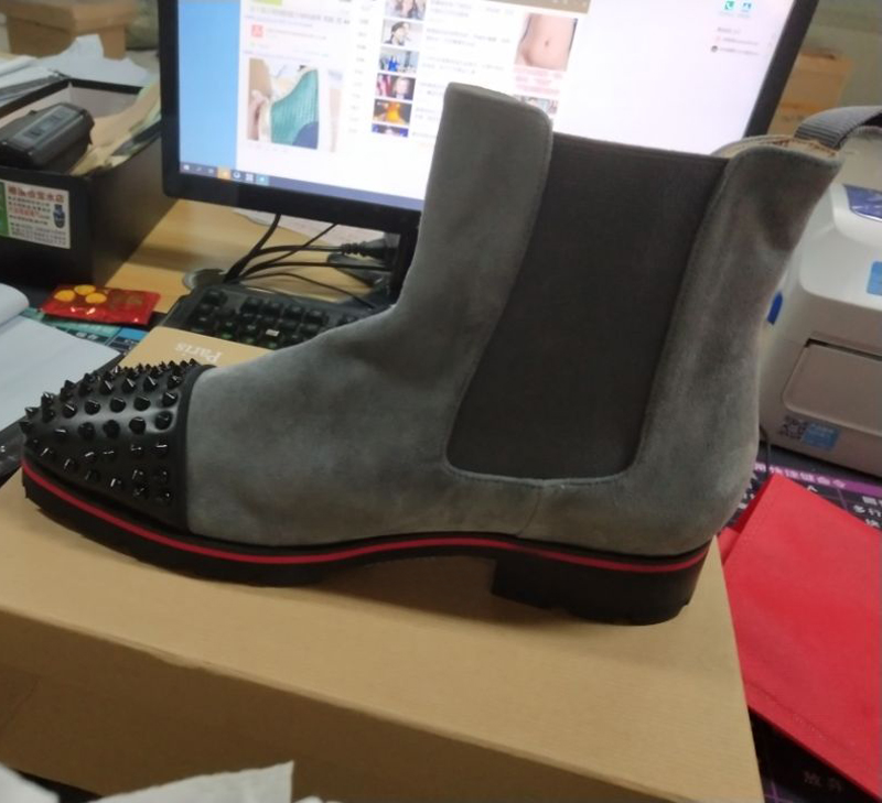 

Designer Boots Shoes Sneakers Red Bottomed Ankle Knee Boot Shoe Men Platform Booties Black Chestnut Navy Smooth Leather Suede