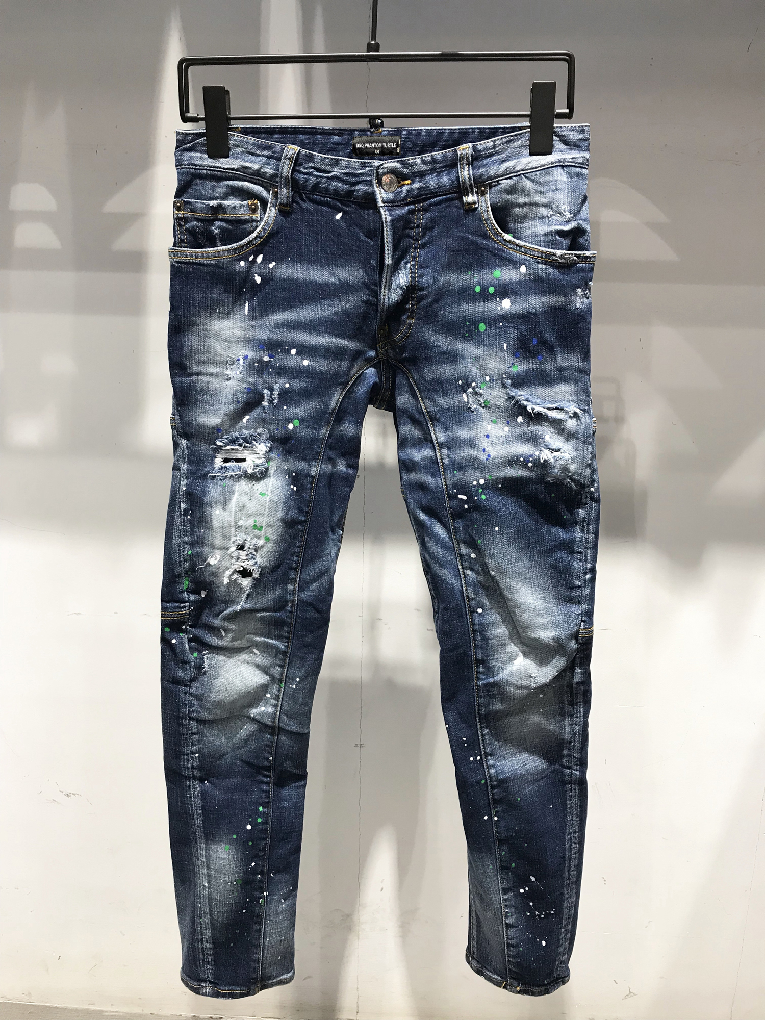 

DSQ PHANTOM TURTLE Men's Jeans Mens Luxury Designer Jeans Skinny Ripped Cool Guy Causal Hole Denim Fashion Brand Fit Jeans Men Washed Pants 6930, As picture