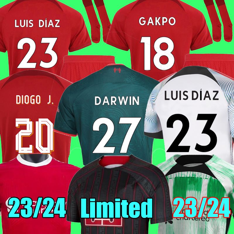 

2023 24 soccer jerseys GAKPO DARWIN 2023 Mohamed Luis DIaz Alexander Arnold football kit tops shirts men kids uniform A.BECKER goalkeeper, Kids limited black