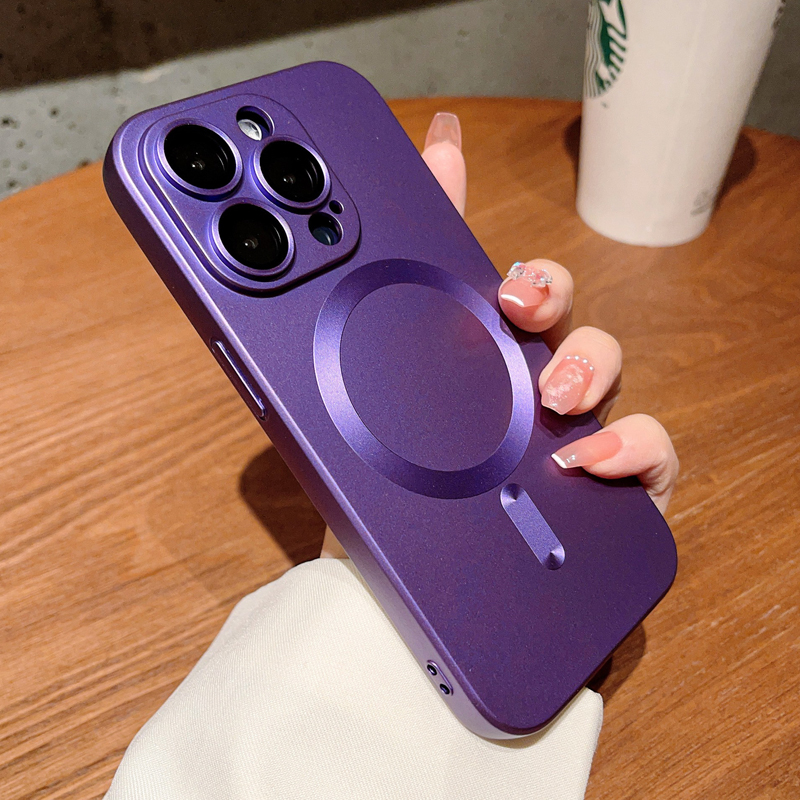 

Magsafe Magnetic Wireless Charging Matte Soft Silicone Cases Camera Glass Lens Protection Cover For iPhone 14 Plus 13 12 11 Pro Max X XS 8 Plus, Dark purple