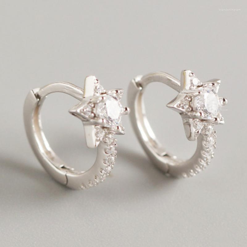 

Hoop Earrings Delicate Star With CZ Zircon 925 Sterling Silver Piercing Earring For Women Girls Wendding Party Jewelry Accessori
