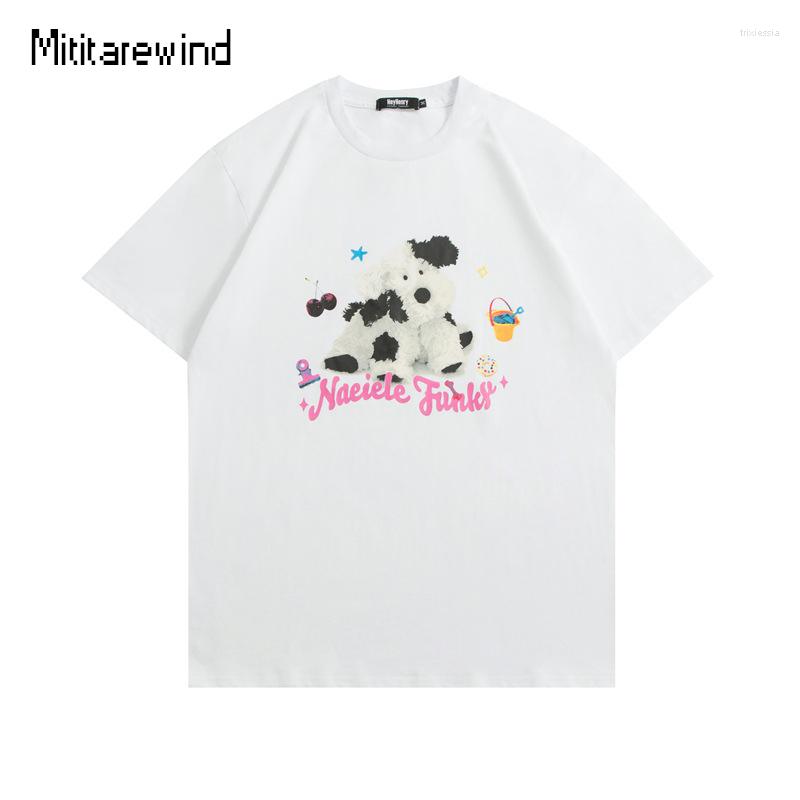 

Men's T Shirts Summer Black White Shirt Fashion Dog Printed Short Sleeve Oversized Couple Cotton Harajuku Unisex Tops Tees