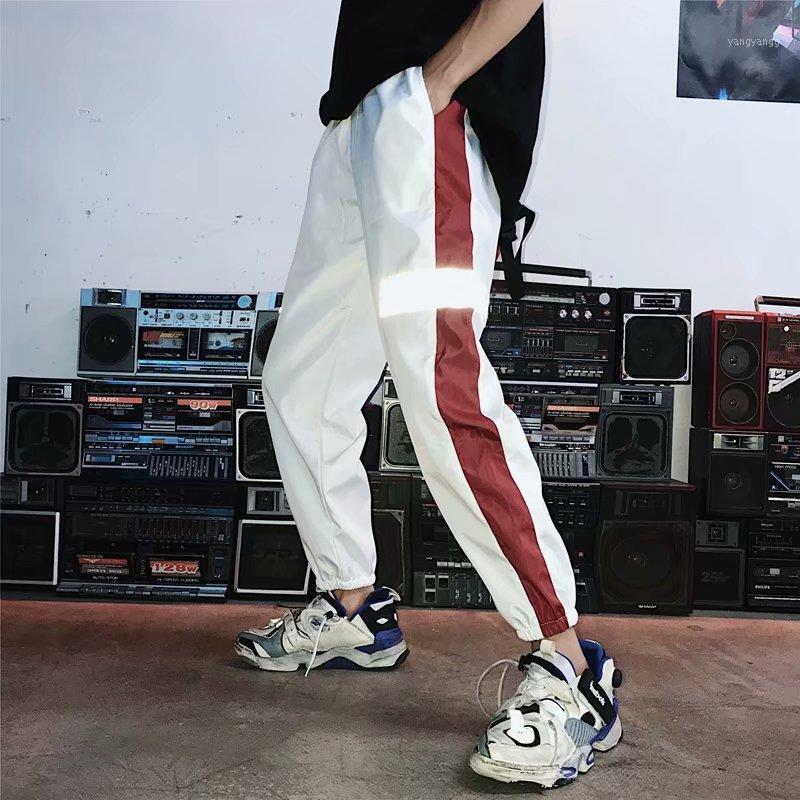 

Men' Pants Trousers Summer Super Trend Loose Sports Male Casual Reflective Beam Foot Hip Hop Tide Oversize Itself, Black