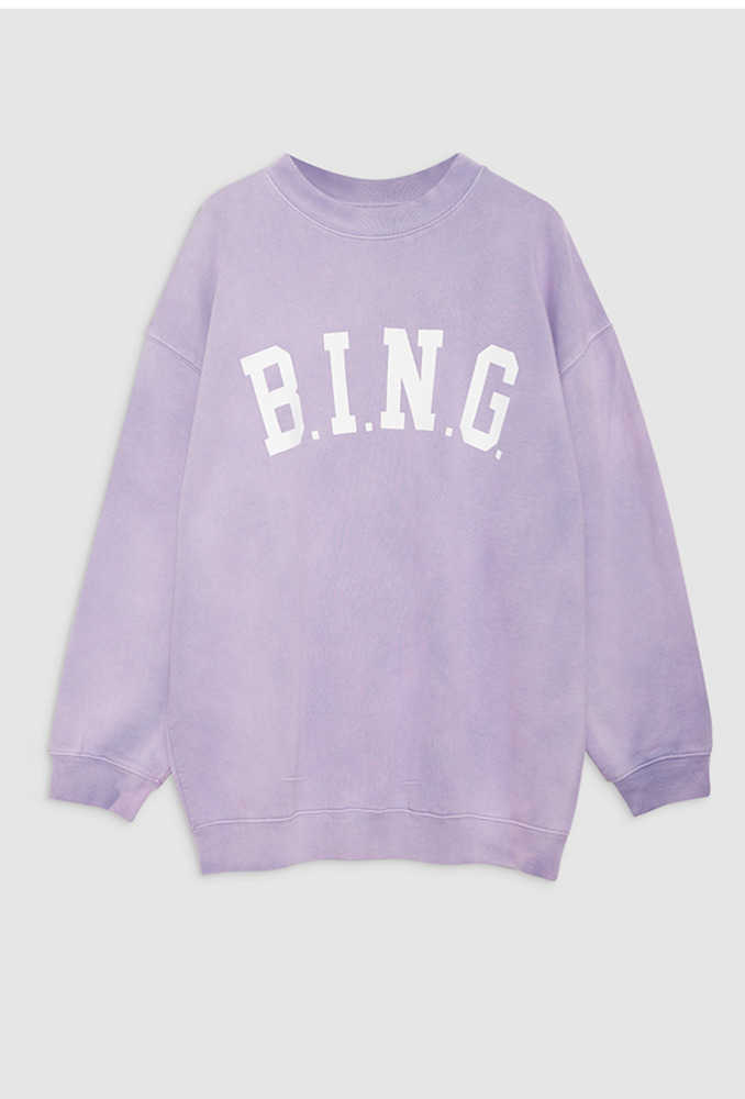 

Anine Bing Designer Pullover Jumper Women Washing Lavender Purple Loose Fleece Sweatshirt New Product, Lavender purple wash