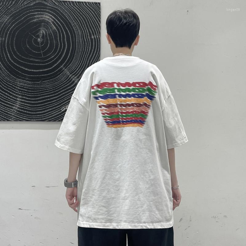 

Men's T Shirts Colorful Letter Print For Mens Summer Fashion Trends Short Sleeve Streetwear Tops Plus Size Cotton Tees Casual Clothing, White