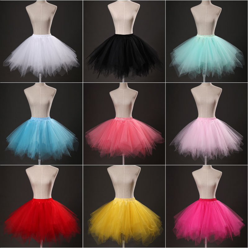 

New Short Petticoat Tulle Skirts Womens Elastic Stretchy Layers Summer Adult Tutu Skirt Swing Rockabilly Underskirt, Waistline xl(70-120)