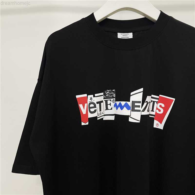 

Vetements Vintage Shirt Men 1 1 Vetements Patchwork Letter Women Fashion T Shirt Oversized Tee Men Clothing 0312
