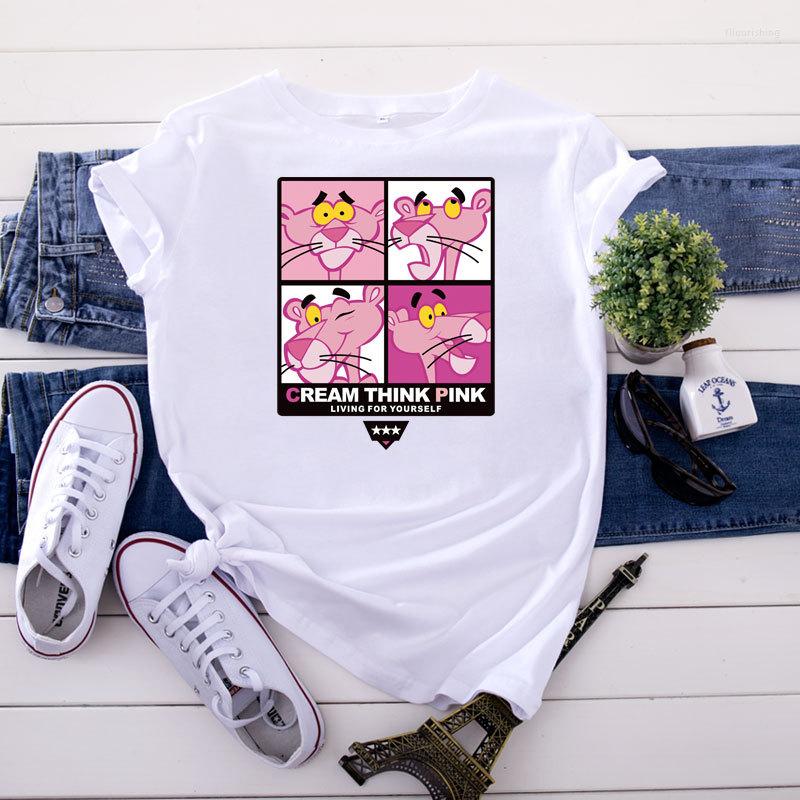 

Women' T Shirts Cotton Oversized Women' T-shirt O-Neck Short Sleeve Harajuku Cartoon Pink Leopard Top Casual Female Shirt 2023 Summer, Green