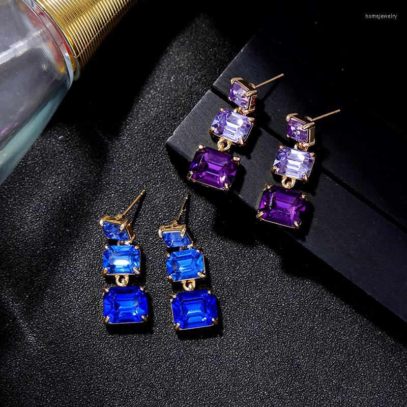 

Dangle Earrings Trendy Simple Spring Square Colorful Earring For Women Ear Hook Fashion Jewelry