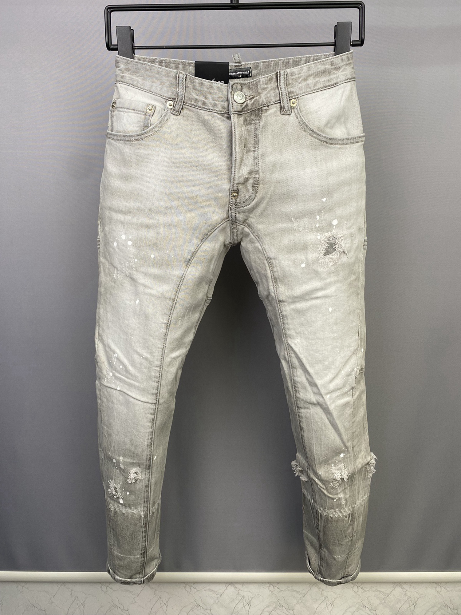 

DSQ PHANTOM TURTLE Men's Jeans Mens Luxury Designer Jeans Skinny Ripped Cool Guy Causal Hole Denim Fashion Brand Fit Jeans Men Washed Pants 6934, As picture