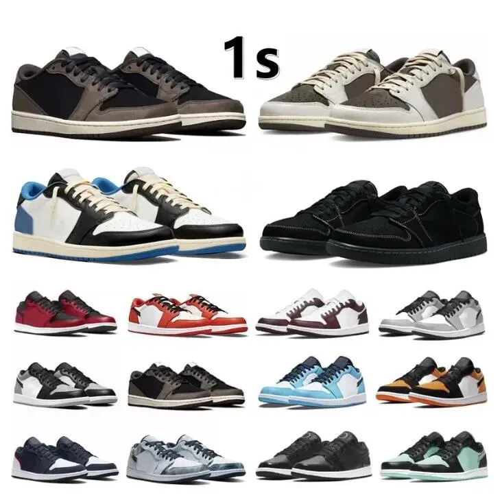 

2023 OG Men Women Jumpman 1 Low basketball shoes 1S Triple White Shadow University Blue UNC Black Bred Toe paris Chicago Light Smoky Grey mocha mens sneakers Eur 36-46, 38