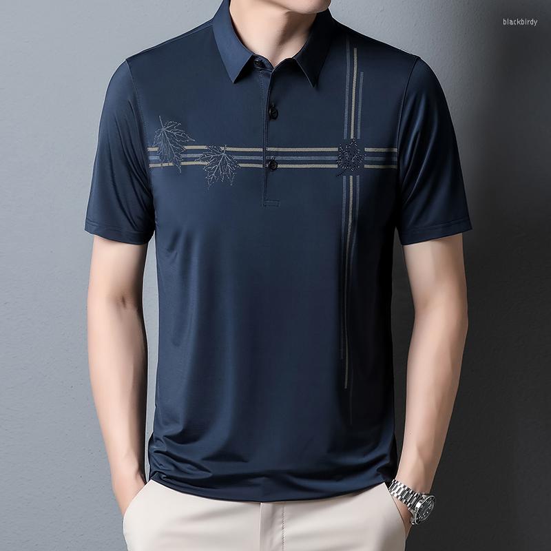 

Men's T Shirts BROWON Men 2023 Fashion Print Summer Short Sleeve Shirt Clothes Casual Loose Turn-Down Collar Clothing, Lakeblue men tshirts