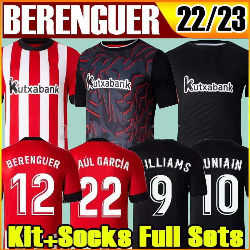 

bilbao 22 23 BERENGUER AWAY gk Soccer Jersey RAUL Fans men kids kits socks full sets Athletic retro I.MARTINEZ WILLIAMS YURI B RAUL GARCIA Camiseta de football shirt, 22 23 home