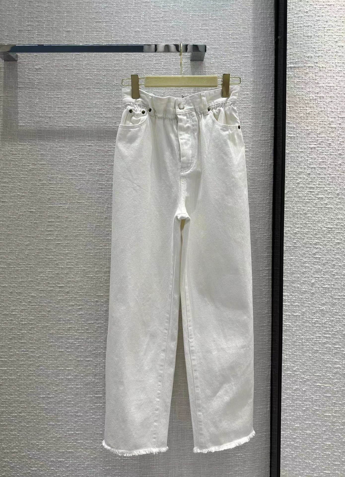 

Milan Runway Jeans 2023 Spring Summer Fashion Designer Pants Brand Same Style Luxury Women' Clothing 0312-6, White