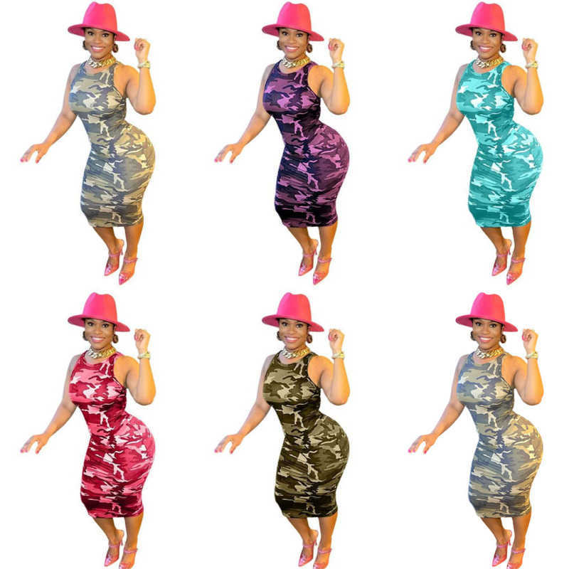 

Casual Dress Designer Womens Camouflage Dress Fashion Printed Mid Dress, Style 3