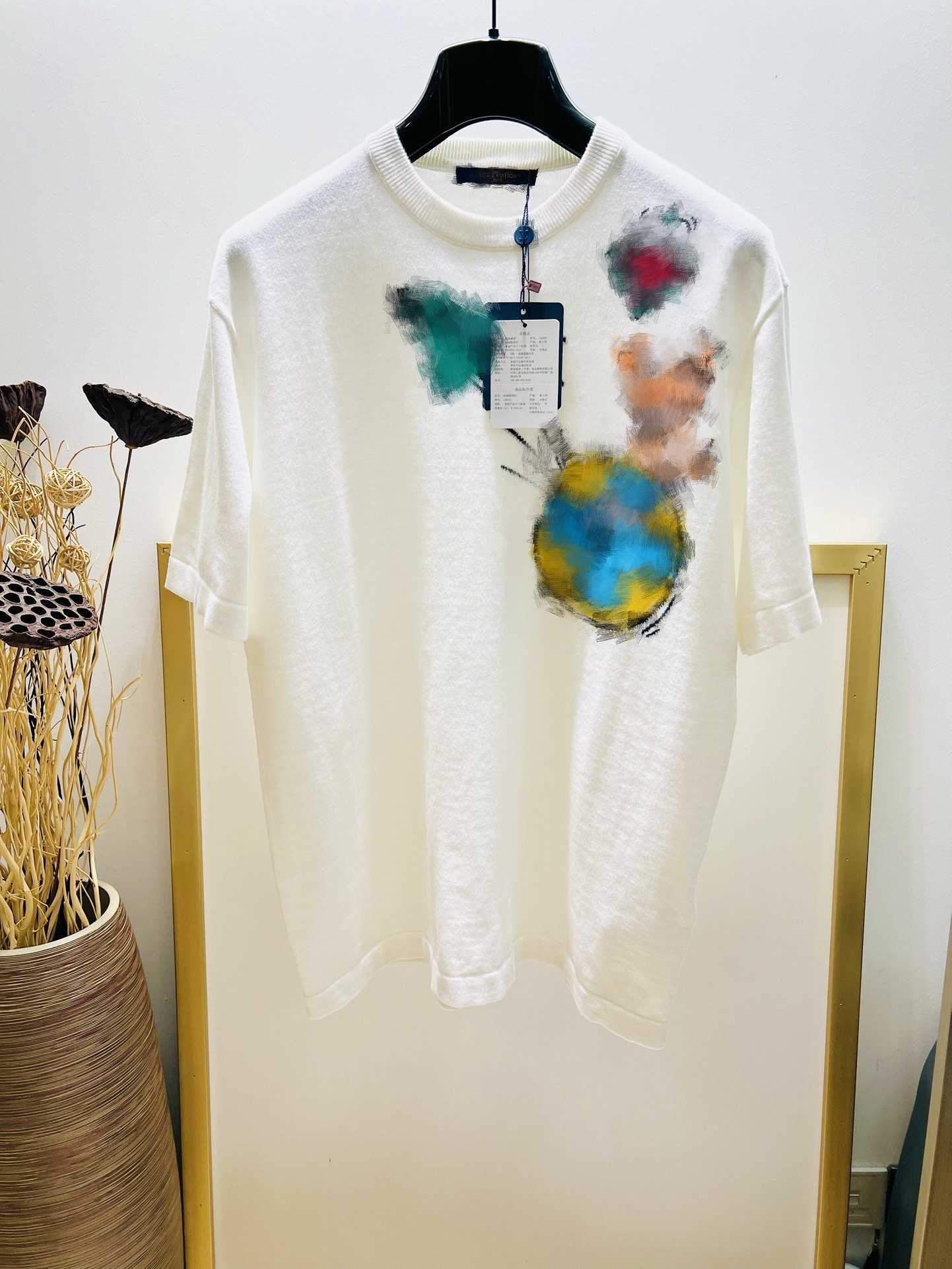 

5A Mens Designer T Shirt Summer Womens Tshirts Couples Print Short Sleeve Tees Streetwear White Graffiti Pattern US size -XXL