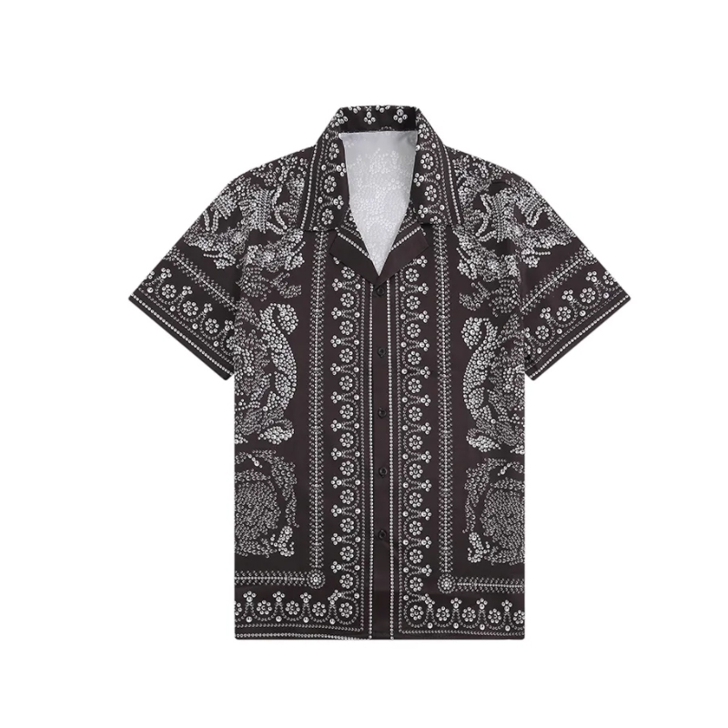 

23ss Hawaii Style Button Designer Dress Shirt Menswea Men Solid Color Business Casual shorts Sleeve -3XL