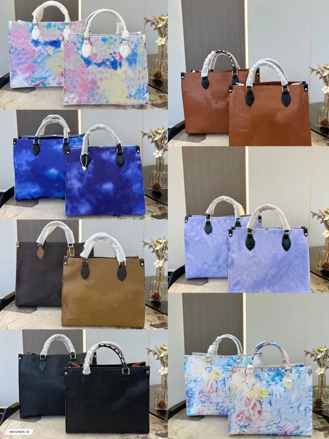 

Luxury Designer Tote Bag Women Shopping Bags Woman Handbag Fashion Shoulder Handbags Flower Embossing Printed Graffiti, Blue