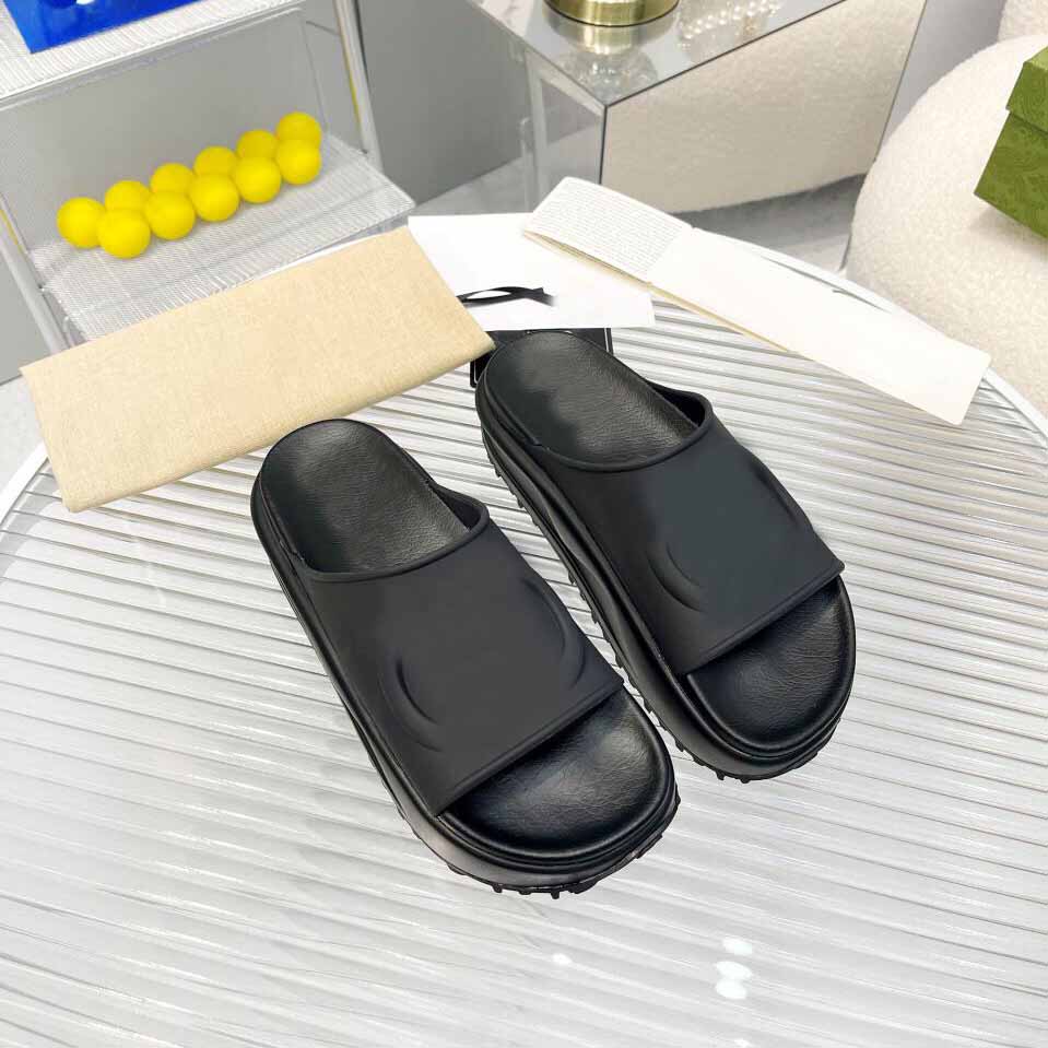 

Designer Waterproof Platform Sandals: Luxury Letter Slippers with Thick Heel Bottoms for Stylish Comfort, Black