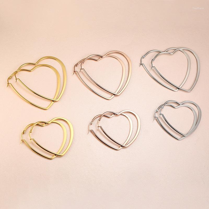 

Hoop Earrings Fashion Women's Exaggerated Gold And Silver Rose Stainless Steel Heart-shaped Lover Jewelry